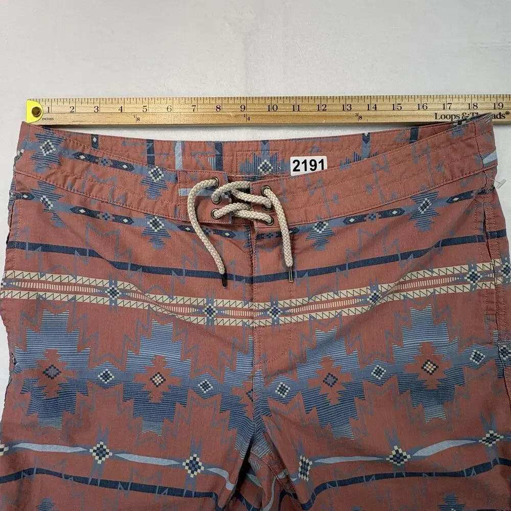 Faherty Board Shorts Mens 36 Multicolor Aztec Print Stretch Swim Surf Beach